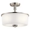Joelson 3-Light Brushed Nickel Drum Hallway Semi-Flush Mount Ceiling Light with Satin Etched Cased Opal and Clear Glass by KICHLER -Kichler Sales brushed nickel kichler flush mount lights 43926ni 64 1000