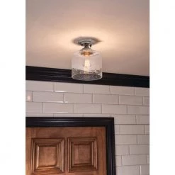 Winslow 1-Light Brushed Nickel Hallway Semi-Flush Mount Ceiling Light with Clear Seeded Glass by KICHLER -Kichler Sales brushed nickel kichler flush mount lights 44033ni 44 1000