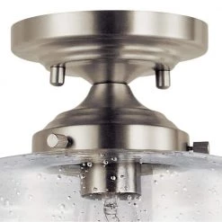 Winslow 1-Light Brushed Nickel Hallway Semi-Flush Mount Ceiling Light with Clear Seeded Glass by KICHLER -Kichler Sales brushed nickel kichler flush mount lights 44033ni 4f 1000