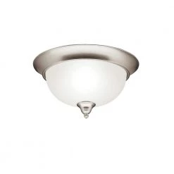 Dover 13.25 in. 2-Light Brushed Nickel Hallway Round Flush Mount Ceiling Light with Etched Seedy Glass by KICHLER