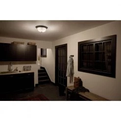 Independence 13.25 in. 2-Light Brushed Nickel Hallway Round Flush Mount Ceiling Light with Alabaster Swirl Glass by KICHLER -Kichler Sales brushed nickel kichler flush mount lights 8109ni 1f 1000