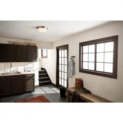 Independence 13.25 in. 2-Light Brushed Nickel Hallway Round Flush Mount Ceiling Light with Alabaster Swirl Glass by KICHLER -Kichler Sales brushed nickel kichler flush mount lights 8109ni 4f 1000