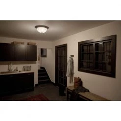 Independence 15.25 in. 3-Light Brushed Nickel Hallway Round Flush Mount Ceiling Light with Alabaster Swirl Glass by KICHLER -Kichler Sales brushed nickel kichler flush mount lights 8110ni 1f 1000