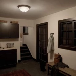 Independence 15.25 in. 3-Light Brushed Nickel Hallway Round Flush Mount Ceiling Light with Alabaster Swirl Glass by KICHLER -Kichler Sales brushed nickel kichler flush mount lights 8110ni fa 1000