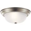 Ceiling Space 13.25 in. 2-Light Brushed Nickel Hallway Round Flush Mount Ceiling Light with Stain Etched Glass by KICHLER -Kichler Sales brushed nickel kichler flush mount lights 8112ni 64 1000