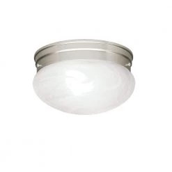 Ceiling Space 9.25 in. 2-Light Brushed Nickel Hallway Round Flush Mount Ceiling Light with Alabaster Swirl Glass by KICHLER