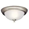 11.5 in. 2-Light Brushed Nickel Hallway Round Flush Mount Ceiling Light with Stain Etched Glass by KICHLER -Kichler Sales brushed nickel kichler flush mount lights 8653ni 64 1000