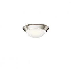 Ceiling Space 10 in. 1-Light Brushed Nickel Hallway Round Flush Mount Ceiling Light with Satin Etched Cased Opal Glass by KICHLER