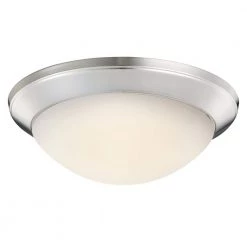 Ceiling Space 14 in. 1-Light Brushed Nickel Hallway Round Flush Mount Ceiling Light with Satin Etched Cased Opal by KICHLER