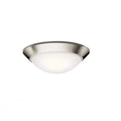 Ceiling Space 16.5 in. 2-Light Brushed Nickel Hallway Round Flush Mount Ceiling Light with Satin Etched Cased Opal by KICHLER