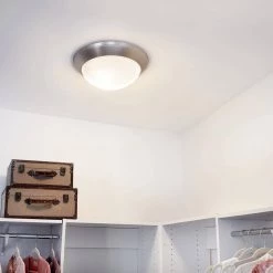 Ceiling Space 16.5 in. 2-Light Brushed Nickel Hallway Round Flush Mount Ceiling Light with Satin Etched Cased Opal by KICHLER -Kichler Sales brushed nickel kichler flush mount lights 8882ni c3 1000