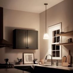 Hendrik 8.75 in. 1-Light Brushed Nickel Contemporary Kitchen Mini Pendant Hanging Light by KICHLER -Kichler Sales brushed nickel kichler pendant lights 1687ni 4f 1000