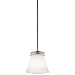 Hendrik 8.75 in. 1-Light Brushed Nickel Contemporary Kitchen Mini Pendant Hanging Light by KICHLER