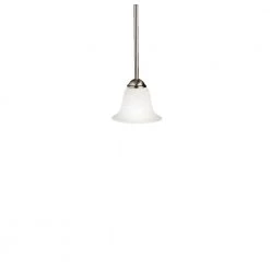 Dover 1-Light Brushed Nickel Transitional Kitchen Mini Pendant Hanging Light with Etched Seeded Glass by KICHLER