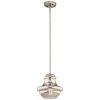 Everly 9.25 in. 1-Light Brushed Nickel Transitional Kitchen Mini Pendant Hanging Light with Mecury Glass by KICHLER