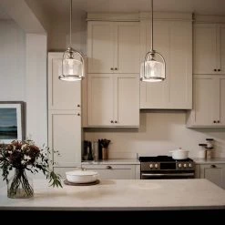 1-Light Brushed Nickel Transitional Kitchen Mini Pendant Hanging Light by KICHLER -Kichler Sales brushed nickel kichler pendant lights 42798ni 1f 1000