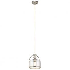 1-Light Brushed Nickel Transitional Kitchen Mini Pendant Hanging Light by KICHLER