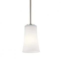 Armida 1-Light Brushed Nickel Transitional Kitchen Mini Pendant Hanging Light with Satin Etched White Glass by KICHLER -Kichler Sales brushed nickel kichler pendant lights 43077ni 40 1000