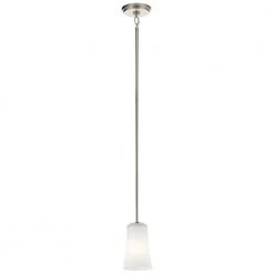 Armida 1-Light Brushed Nickel Transitional Kitchen Mini Pendant Hanging Light with Satin Etched White Glass by KICHLER
