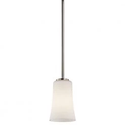 Armida 1-Light Brushed Nickel Transitional Kitchen Mini Pendant Hanging Light with Satin Etched White Glass by KICHLER -Kichler Sales brushed nickel kichler pendant lights 43077ni c3 1000