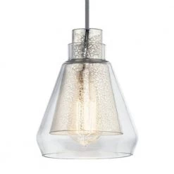 Evie 7.75 in. 1-Light Brushed Nickel Transitional Kitchen Mini Pendant Hanging Light with Antique Mercury by KICHLER -Kichler Sales brushed nickel kichler pendant lights 43624ni 66 1000