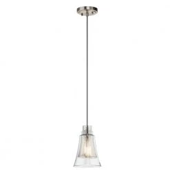 Evie 8.25 in. 1-Light Brushed Nickel Transitional Kitchen Mini Pendant Hanging Light with Antique Mercury by KICHLER