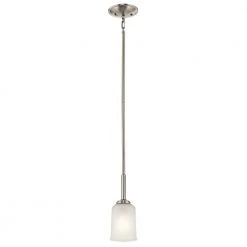 Shailene 1-Light Brushed Nickel Transitional Kitchen Mini Pendant Hanging Light with Satin Etched Glass by KICHLER