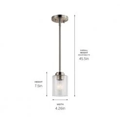 Winslow 1-Light Brushed Nickel Contemporary Kitchen Mini Pendant Hanging Light with Clear Seeded Glass by KICHLER -Kichler Sales brushed nickel kichler pendant lights 44032ni 40 1000