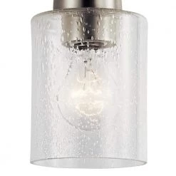 Winslow 1-Light Brushed Nickel Contemporary Kitchen Mini Pendant Hanging Light with Clear Seeded Glass by KICHLER -Kichler Sales brushed nickel kichler pendant lights 44032ni 4f 1000