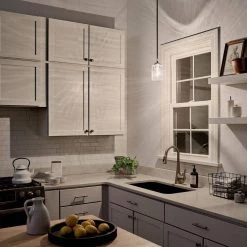 Winslow 1-Light Brushed Nickel Contemporary Kitchen Mini Pendant Hanging Light with Clear Seeded Glass by KICHLER -Kichler Sales brushed nickel kichler pendant lights 44032ni fa 1000