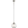 Tuscany 1-Light Brushed Nickel Farmhouse Kitchen Mini Pendant Hanging Light with Clear Seeded Glass by KICHLER -Kichler Sales brushed nickel kichler pendant lights 44058ni 64 1000