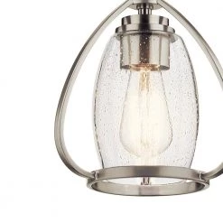 Tuscany 1-Light Brushed Nickel Farmhouse Kitchen Mini Pendant Hanging Light with Clear Seeded Glass by KICHLER -Kichler Sales brushed nickel kichler pendant lights 44058ni c3 1000