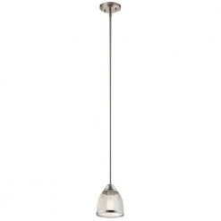Voclain 1-Light Brushed Nickel Vintage Industrial Kitchen Mini Pendant Hanging Light with Mesh Shade by KICHLER