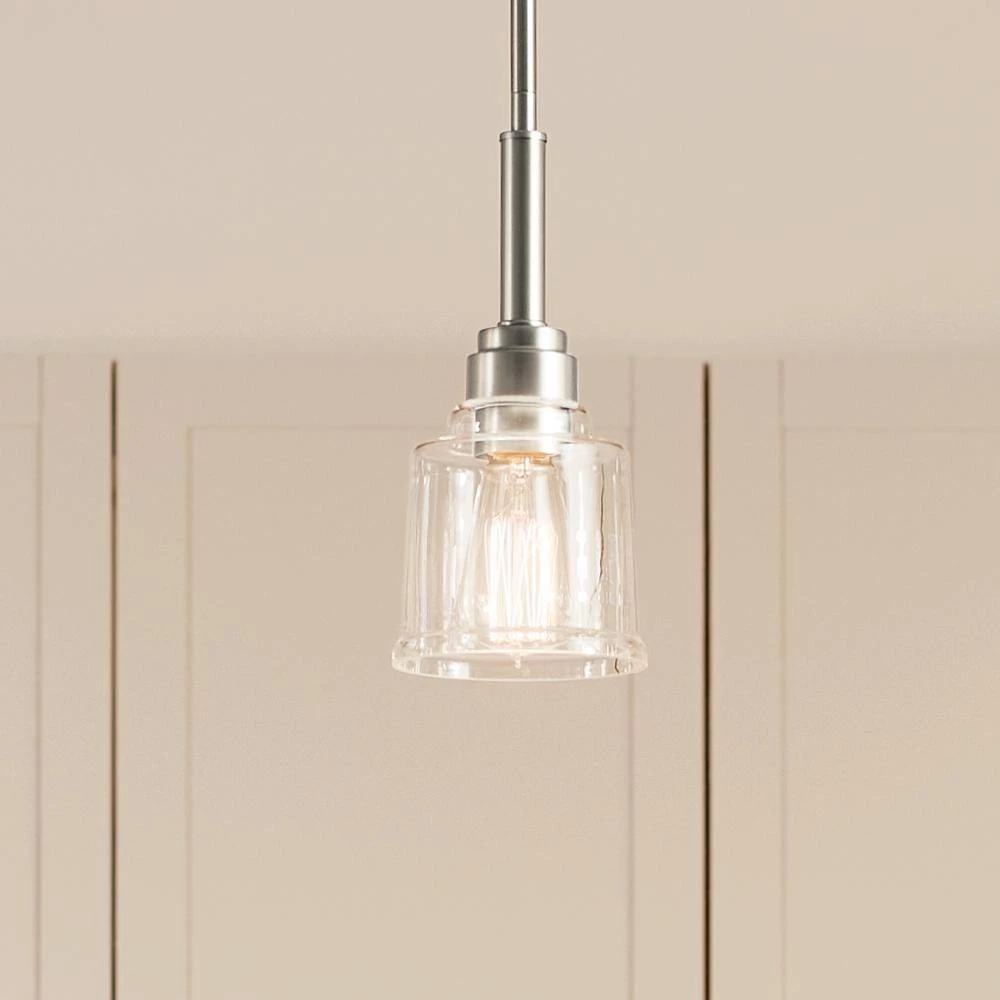 Aivian 5 in. 1-Light Brushed Nickel Vintage Industrial Kitchen Mini Pendant Hanging Light with Clear Glass by KICHLER 9 Aivian 5 in. 1-Light Brushed Nickel Vintage Industrial Kitchen Mini Pendant Hanging Light with Clear Glass by KICHLER - Image 7