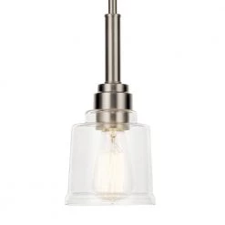 Aivian 5 in. 1-Light Brushed Nickel Vintage Industrial Kitchen Mini Pendant Hanging Light with Clear Glass by KICHLER 14 Aivian 5 in. 1-Light Brushed Nickel Vintage Industrial Kitchen Mini Pendant Hanging Light with Clear Glass by KICHLER -Kichler Sales brushed nickel kichler pendant lights 52399ni 4f 1000