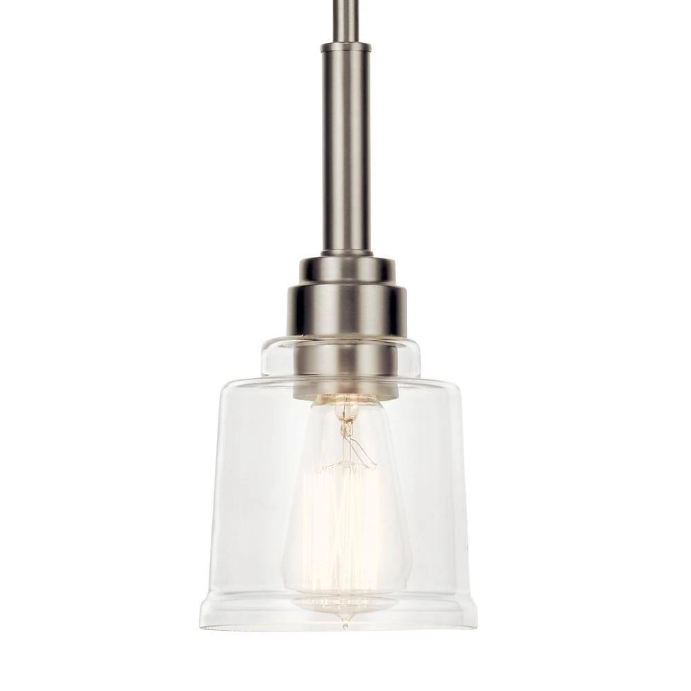 Aivian 5 in. 1-Light Brushed Nickel Vintage Industrial Kitchen Mini Pendant Hanging Light with Clear Glass by KICHLER 7 Aivian 5 in. 1-Light Brushed Nickel Vintage Industrial Kitchen Mini Pendant Hanging Light with Clear Glass by KICHLER - Image 5