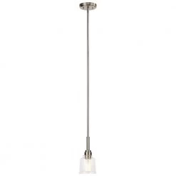 Aivian 5 in. 1-Light Brushed Nickel Vintage Industrial Kitchen Mini Pendant Hanging Light with Clear Glass by KICHLER
