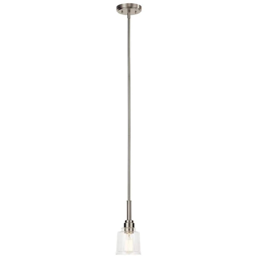 Aivian 5 in. 1-Light Brushed Nickel Vintage Industrial Kitchen Mini Pendant Hanging Light with Clear Glass by KICHLER 3 Aivian 5 in. 1-Light Brushed Nickel Vintage Industrial Kitchen Mini Pendant Hanging Light with Clear Glass by KICHLER