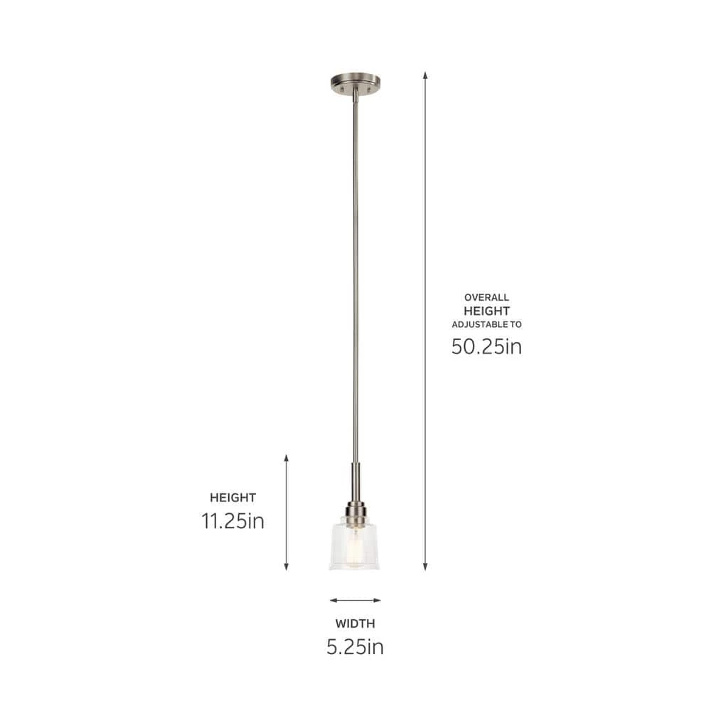 Aivian 5 in. 1-Light Brushed Nickel Vintage Industrial Kitchen Mini Pendant Hanging Light with Clear Glass by KICHLER 5 Aivian 5 in. 1-Light Brushed Nickel Vintage Industrial Kitchen Mini Pendant Hanging Light with Clear Glass by KICHLER - Image 3