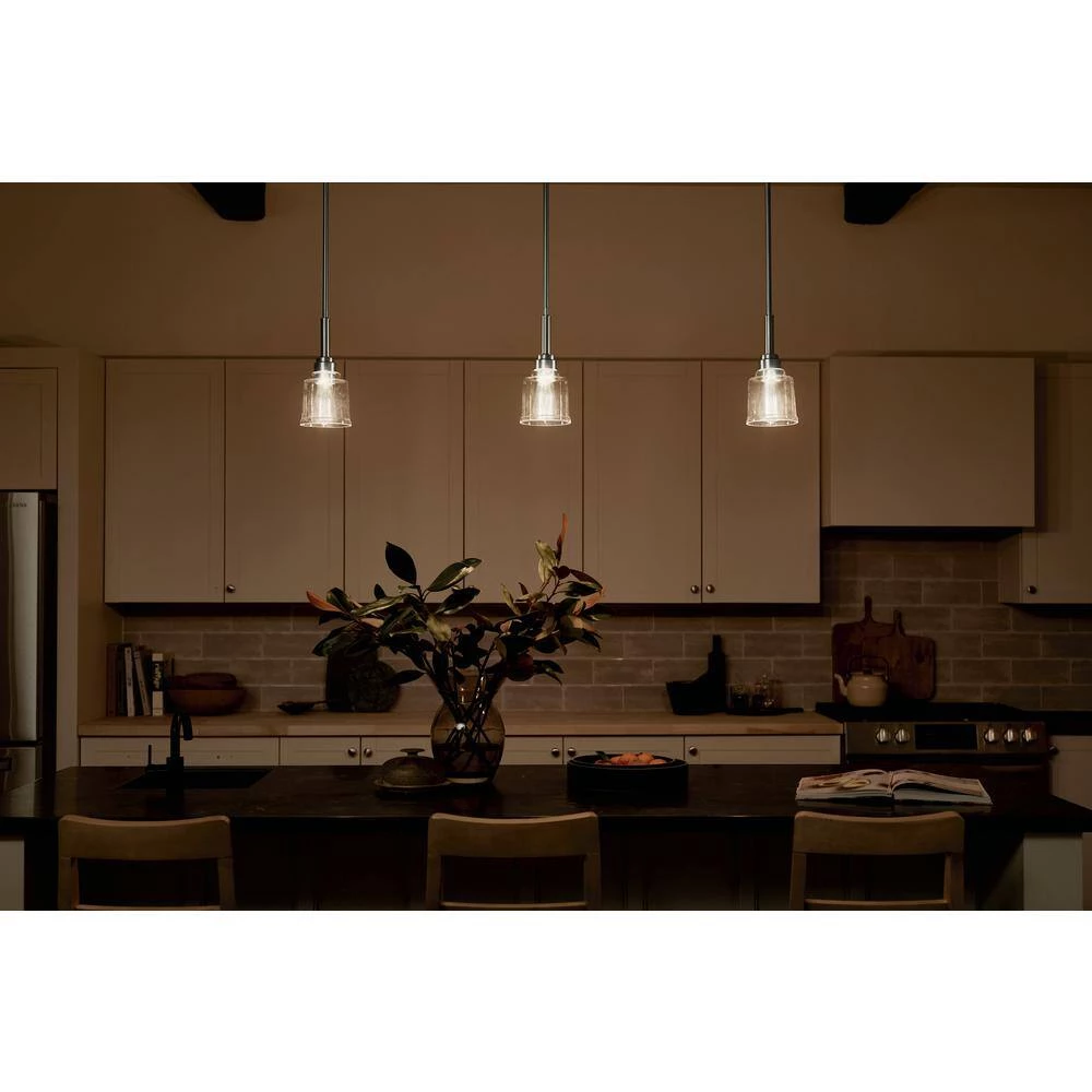 Aivian 5 in. 1-Light Brushed Nickel Vintage Industrial Kitchen Mini Pendant Hanging Light with Clear Glass by KICHLER 10 Aivian 5 in. 1-Light Brushed Nickel Vintage Industrial Kitchen Mini Pendant Hanging Light with Clear Glass by KICHLER - Image 8