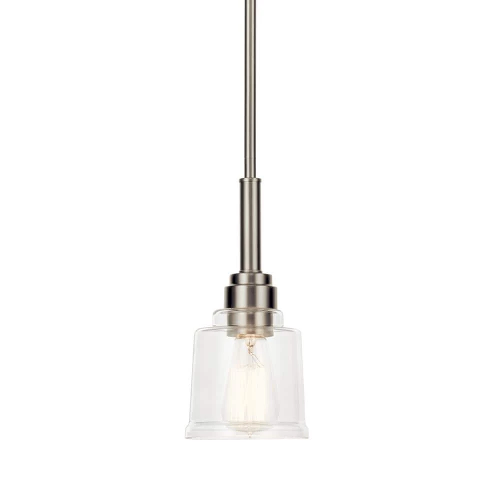Aivian 5 in. 1-Light Brushed Nickel Vintage Industrial Kitchen Mini Pendant Hanging Light with Clear Glass by KICHLER 6 Aivian 5 in. 1-Light Brushed Nickel Vintage Industrial Kitchen Mini Pendant Hanging Light with Clear Glass by KICHLER - Image 4