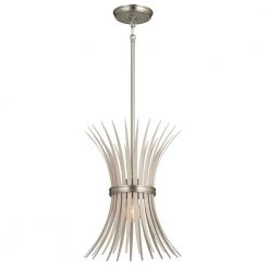Baile 1-Light Greige and Brushed Nickel Vintage Statement Kitchen Mini Pendant Hanging Light by KICHLER