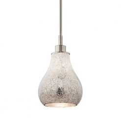 Crystal Ball 1 Light Bushed Nickel Tiffany Transitional Kitchen Mini Pendant Hanging Light with White Mosaic Glass by KICHLER -Kichler Sales brushed nickel kichler pendant lights 65407 c3 1000
