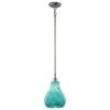 Crystal Ball 1 Light Bushed Nickel Tiffany Transitional Kitchen Mini Pendant Hanging Light with Blue Mosaic Glass by KICHLER -Kichler Sales brushed nickel kichler pendant lights 65408 64 1000