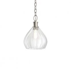 Merriam 8 in. 1-Light Brushed Nickel Farmhouse Kitchen Pendant Hanging Light by KICHLER