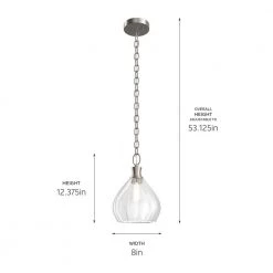Merriam 8 in. 1-Light Brushed Nickel Farmhouse Kitchen Pendant Hanging Light by KICHLER -Kichler Sales brushed nickel kichler pendant lights 82355 fa 1000
