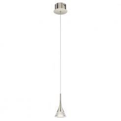 Elan Kabru 1-Light Integrated LED Brushed Nickel Contemporary Kitchen Mini Pendant Hanging Light by KICHLER