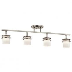 Hendrik 2.5 ft. 4-Light Brushed Nickel Track Lighting Kit with Satin Etched Cased Opal by KICHLER