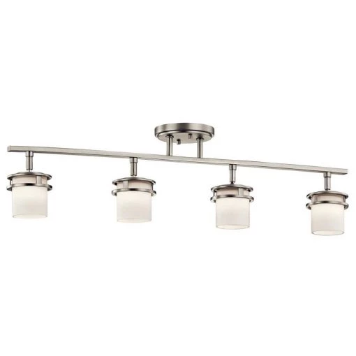 Hendrik 2.5 ft. 4-Light Brushed Nickel Track Lighting Kit with Satin Etched Cased Opal by KICHLER -Kichler Sales brushed nickel kichler track lighting kits 7772ni 64 1000