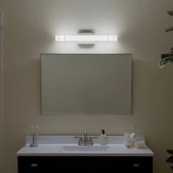 Korona 11 in. Brushed Nickel Integrated LED Linear Bathroom Vanity Light Bar by KICHLER -Kichler Sales brushed nickel kichler vanity lighting 11253niled fa 1000